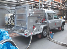 Our pump vehicle to transfer pigs